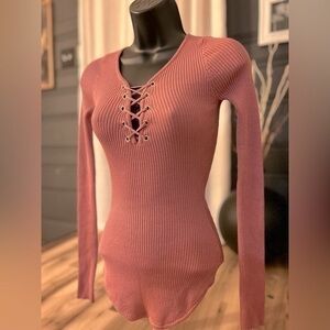 Ribbed long sleeve shirt, color pink, size S